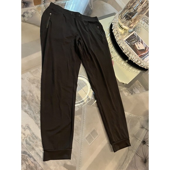 Marc New York Sweatpants Womens L Black Tapered Leg Stretch Missing Drawstring - Picture 2 of 14